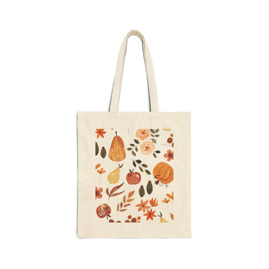 Autumn Floral Cotton Canvas Tote Bag