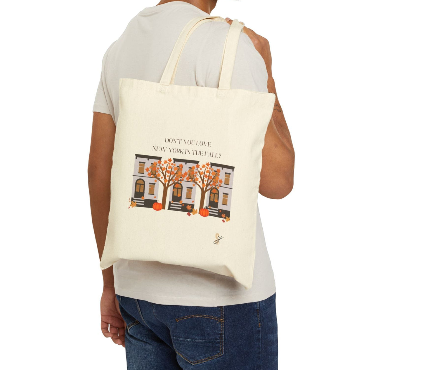 NY in The Fall Cotton Canvas Tote Bag