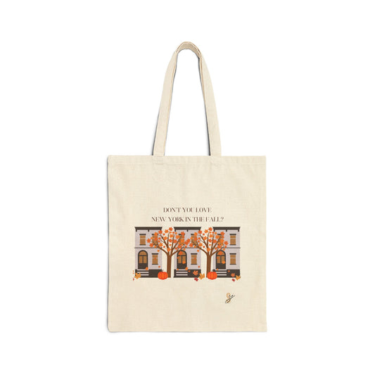 NY in The Fall Cotton Canvas Tote Bag